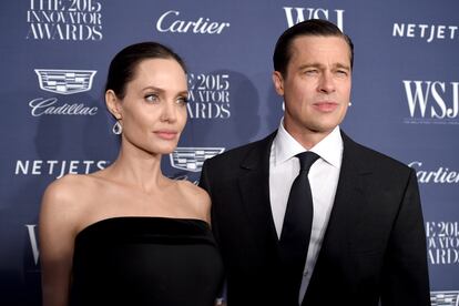 Angelina Jolie Pitt (L) and Brad Pitt