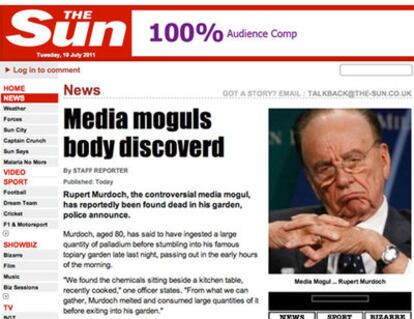 Noticia falsa sobre la muerte de Murdoch.