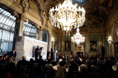 Un momento del Foro de la Nueva Comunicación, en el que el presidente de PRISA ha destacado el papel de los medios del grupo en el desarrollo de la democracia en España y en América Latina.  