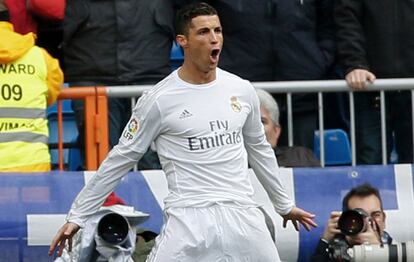 Cristiano celebra su primer gol ante el Celta.