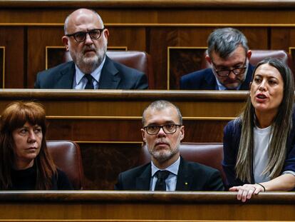 La portavoz de Junts, Míriam Nogueras, durante la votación de la ley de amnistía en el debate de este miércoles en el Congreso.