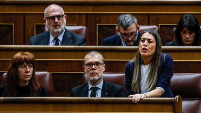 La portavoz de Junts, Míriam Nogueras, durante la votación de la ley de amnistía en el debate de este miércoles en el Congreso.