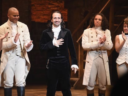 Momento del musical &#039;Hamilton&#039;, en Broadway