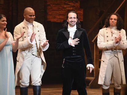 Momento del musical &#039;Hamilton&#039;, en Broadway