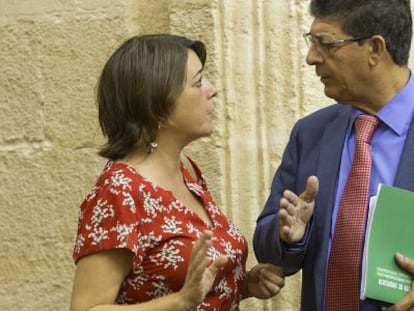 Elena Cortés y Diego Valderas, en septiembre pasado, en el Parlamento.