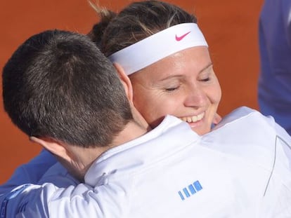 Safarova celebra su triunfo ante Soler.