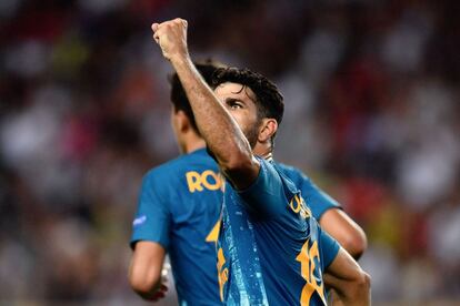 Diego Costa celebra su gol anotado al Mónaco.