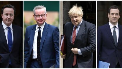 Desde la izquierda: David Cameron, Michael Gove, Boris Johsnon y George Osborne.