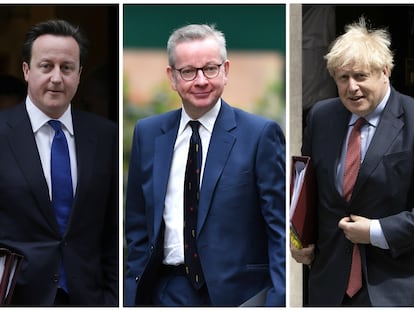 Desde la izquierda: David Cameron, Michael Gove, Boris Johsnon y George Osborne.
