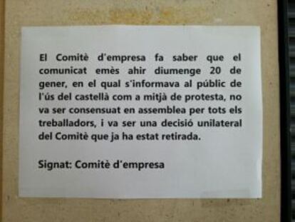 Cartel colocado en el TNC.