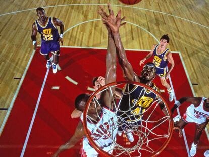 El partido de la NBA entre Utah y Phoenix, disputado en Tokyo en noviembre de 1990.