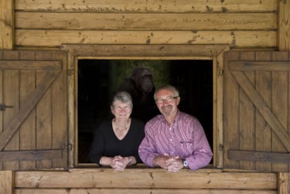 Los primatólogos Roger y Deborah Fouts, fotografiados en la Fundación Mona de Girona.