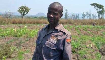 Antonio Baristo, on the land he farms in Libolo after it was cleared of mines, at the end of August.