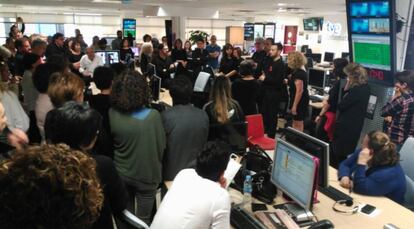 Asamblea de trabajadores de Torrespaña.