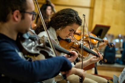 Músicos de la orquesta del Real Conservatorio Superior de Música de Madrid. Aquí, ellas son mayoría.