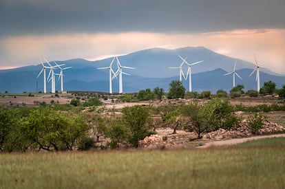 Vista del parque eólico La Muela, en la provincia de Zaragoza.