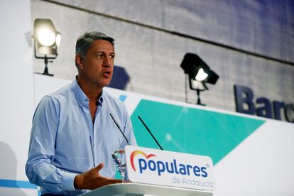 Xavier García Albiol, alcalde de Badalona, en la clausura del Consejo de Alcaldes del PP celebrada este finde de semana en Málaga.