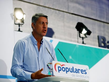 Xavier García Albiol, alcalde de Badalona, en la clausura del Consejo de Alcaldes del PP celebrada este finde de semana en Málaga.