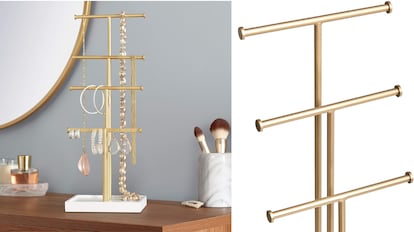 Este organizador de joyas permite guardar collares, pendientes y anillos.