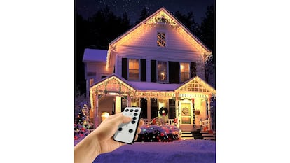 Cortina de luces sobre fondo blanco.