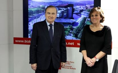 Jon Ortuzar y Josune Ariztondo, en la presentación de los resultados del Euskalduna.