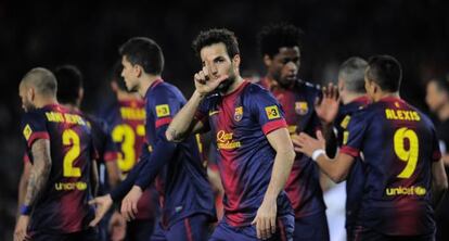 Cesc celebra uno de sus goles del pasado sábado al Mallorca.