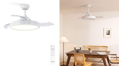 ventilador de techo aspas retractiles Create con luces led integradas.