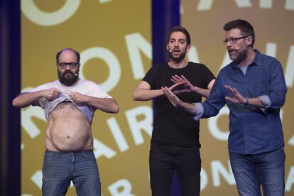 Ignatius Farray, David Broncano y Quequé de 'La vida moderna' en la gala de los Premios Ondas 2017.  