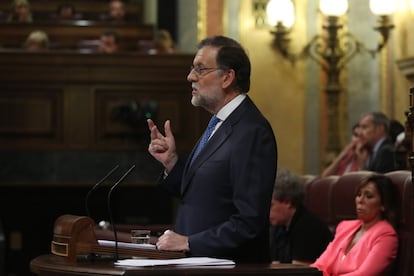 Mariano Rajoy durante su intervención en el pleno del Congreso.