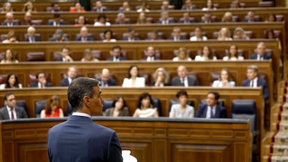Pedro Sánchez, durante la sesión de control al Gobierno este miércoles.
