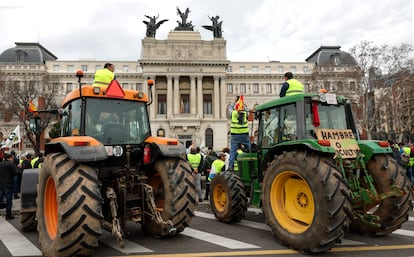 Manifestación de agricultores en el centro de Madrid, en febrero.