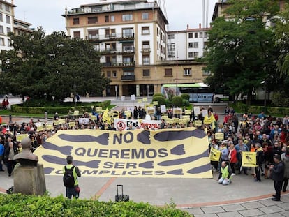 Manifestación en 2017 en Getxo contra la exportación de armas a Arabia Saudí.