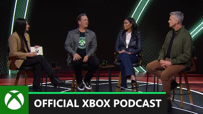 El CEO de Microsoft Gaming, Phil Spencer (segundo por la izquierda), en el podcast oficial de Xbox del jueves.