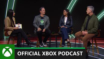 El CEO de Microsoft Gaming, Phil Spencer (segundo por la izquierda), en el podcast oficial de Xbox del jueves.