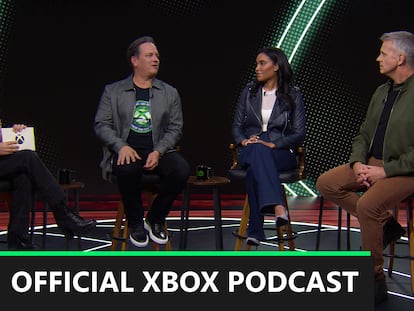 El CEO de Microsoft Gaming, Phil Spencer (segundo por la izquierda), en el podcast oficial de Xbox del jueves.