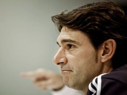 Karanka, en la rueda de prensa de este viernes.