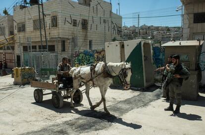 Un puesto de control entre un asentamiento judío y la zona palestina en la ciudad de Hebrón.