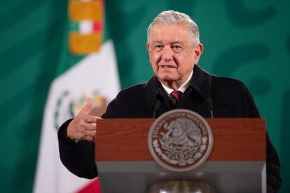 El presidente mexicano, Andrés Manuel López Obrador, este jueves en el Palacio Nacional.