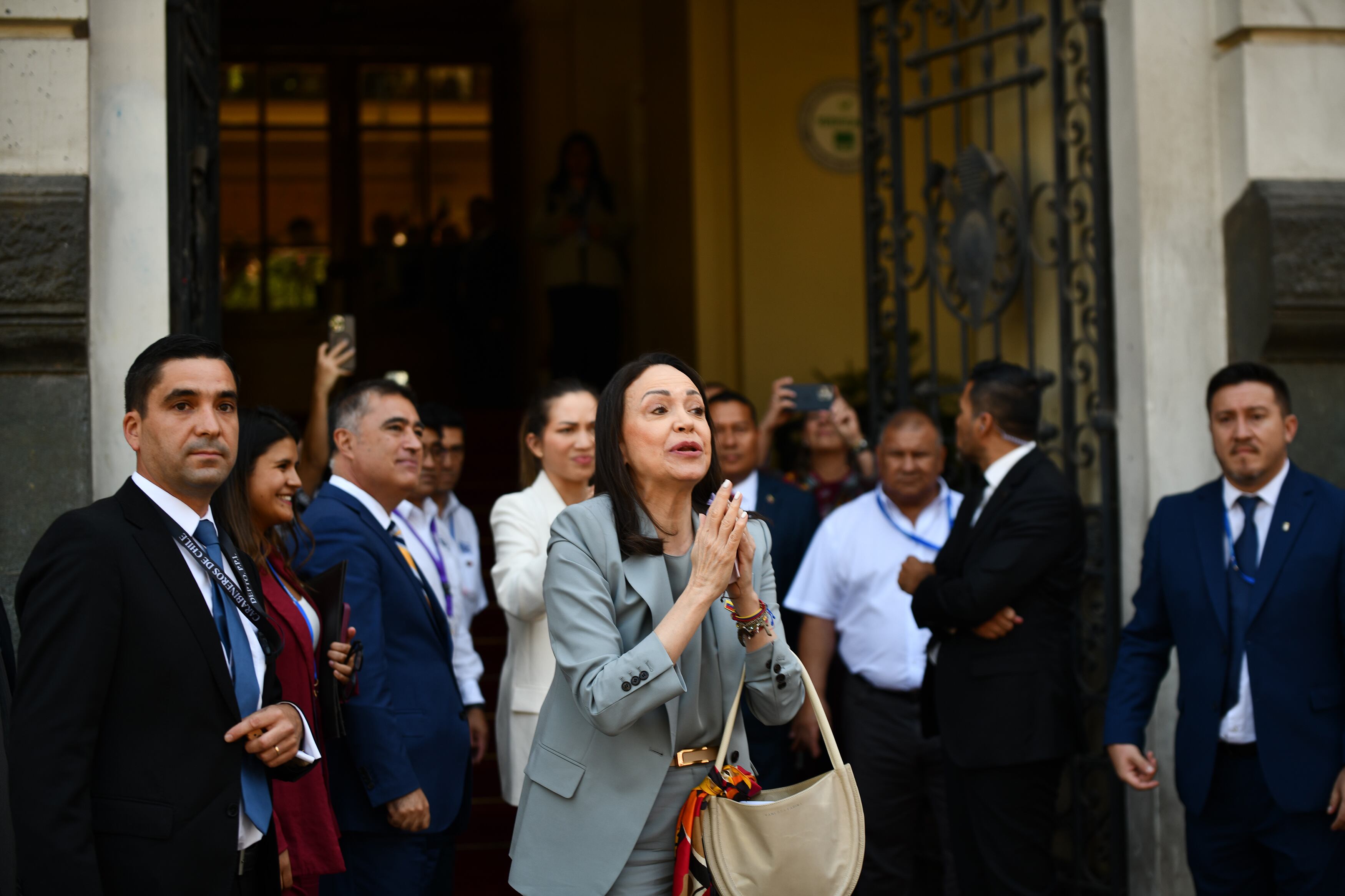 María Corina Machado en Santiago, este jueves.