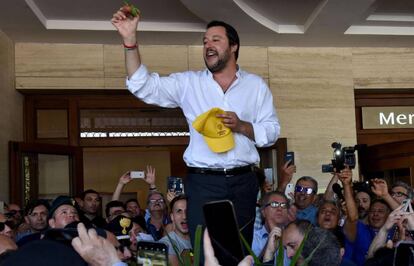 Matteo Salvini, en la visita en Catania, ayer.