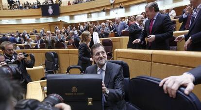Rajoy, durante una sesión de control en el Senado.