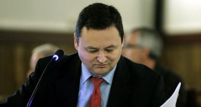 El empresario y supuesto cabecilla de la trama de cooperación, Augusto César Tauroni, durante su declaración en el juicio.