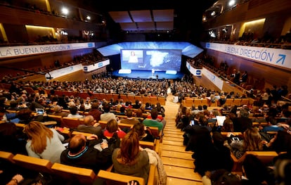 Vista general del salón donde se celebra la Convención Nacional del PP, que ha comenzado en Valladolid.