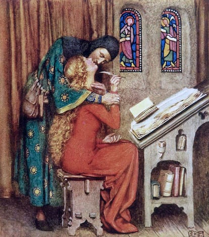 Una pintura que representa a Abelardo y Eloísa. 