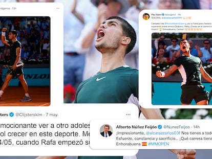 De Gasol a Djokovic: las felicitaciones a Alcaraz por su triunfo en Madrid