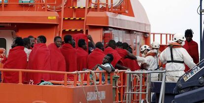 Llegada a Almer&iacute;a de 34 inmigrantes rescatados el pasado 31 de julio.