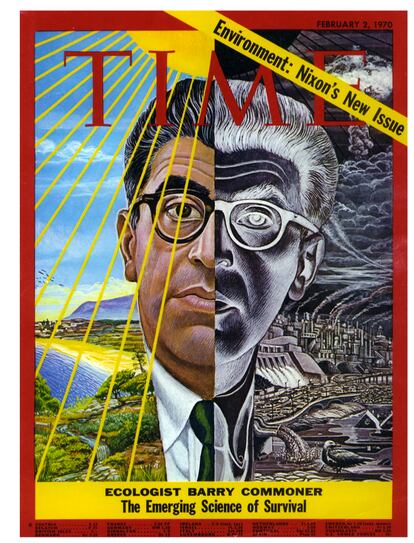 Portada de 'Time', del 2 de febrero de 1970, realizada por Mati Klarwein con el retrato del ecologista Barry Commoner. 