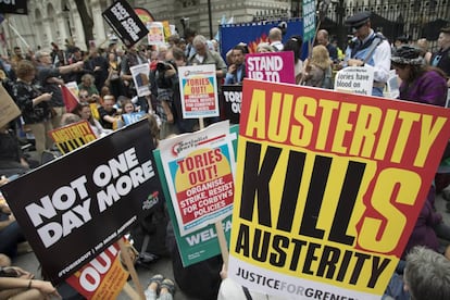 Protestas contra la austeridad esta semana en Londres.