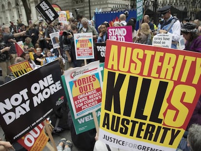 Protestas contra la austeridad esta semana en Londres.