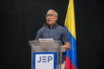 El coronel durante su intervención en la audiencia de reconocimiento de responsabilidades, en abril de 2022.